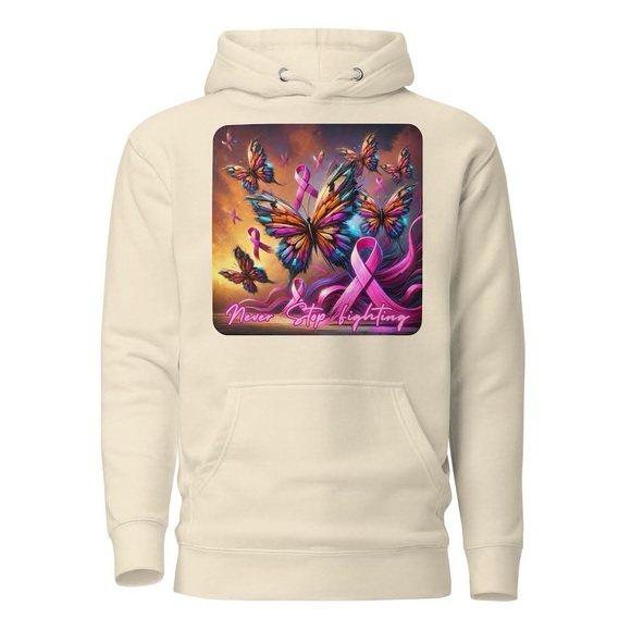 Never Stop Fighting Hoodie with Butterfly and Ribbon Design 🎊🎊🎊HOST PICK 🎊🎊🎊 - Picture 6 of 13